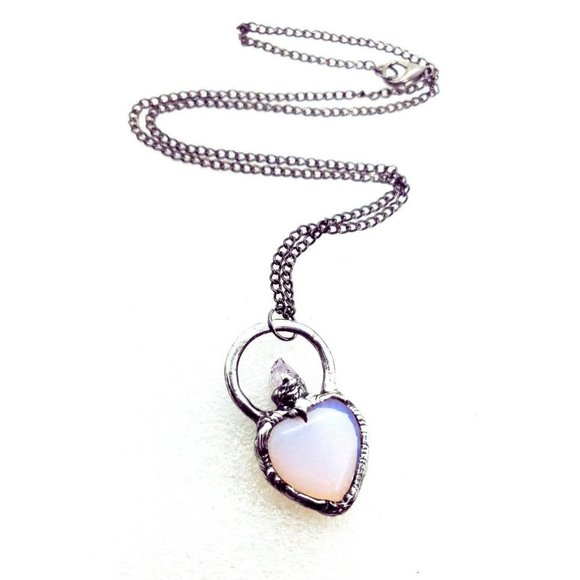 Amethyst and opalite crystal Necklace handmade gothic cosplay egirl jewelry - Picture 4 of 12